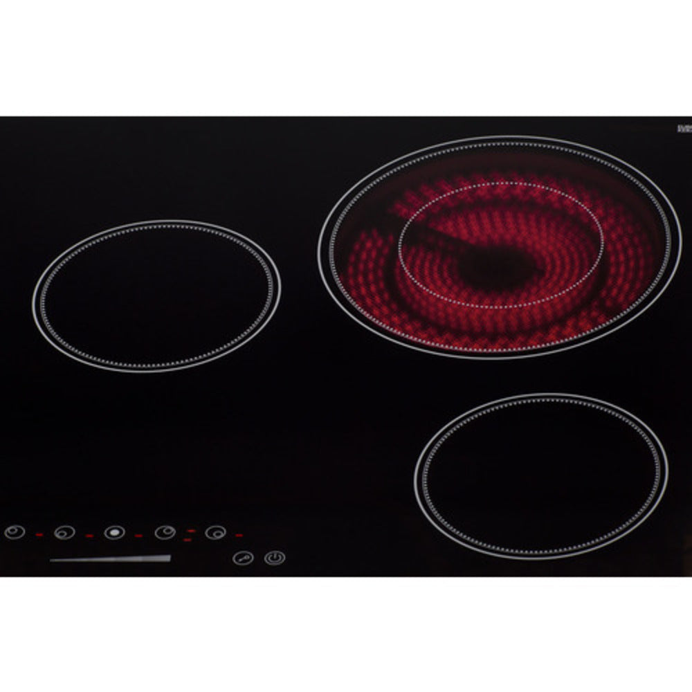 Summit Appliance 30" 208-240V Black Glass Finish 5-Burner Radiant Cooktop with Digital Touch Control