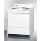 Summit Appliance 30" 220V White Finish 4-Burner Electric Coil Top Range with Backguard