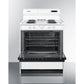 Summit Appliance 30" 220V White Finish 4-Burner Electric Coil Top Range with Deluxe Backguard