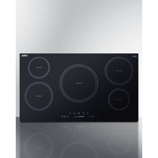 Summit Appliance 36" 208-240V Black Glass 5-Zone Induction Cooktop