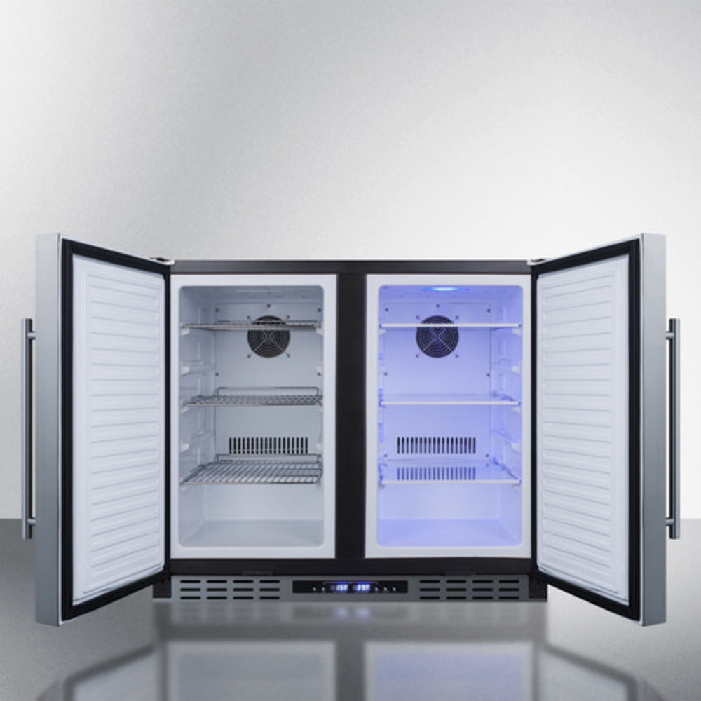 Summit Appliance 36" 6 cu.ft. Stainless Steel/Black Finish Built-In Refrigerator-Freezer - ADA Compliant