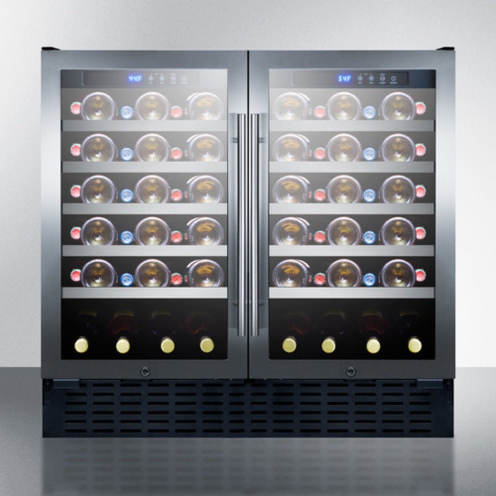 Summit Appliance 36" Black Finish Built-In Two Door Wine Cellar - ADA Compliant