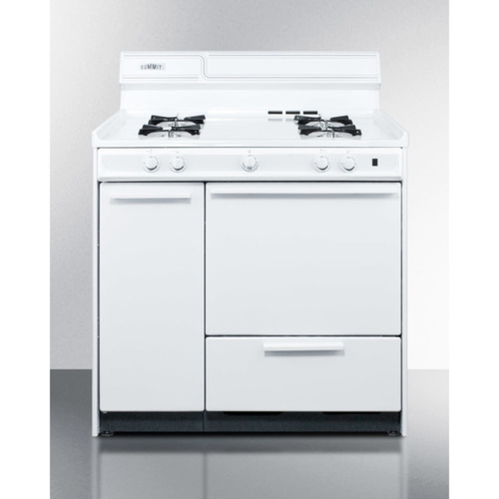 Summit Appliance 36" White Finish Battery Start Ignition Natural Gas Range