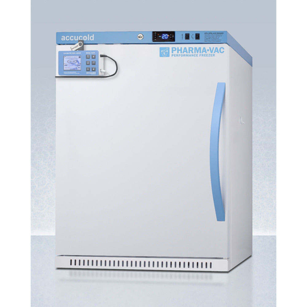 Summit Appliance 4 cu.ft. White Finish Vaccine Freezer with NIST Calibrated Data Logger - Left Door Handle