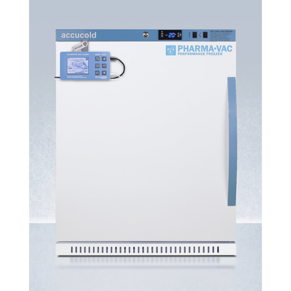 Summit Appliance 4 cu.ft. White Finish Vaccine Freezer with NIST Calibrated Data Logger - Left Door Handle