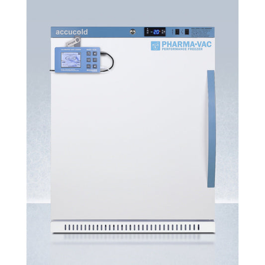 Summit Appliance 4 cu.ft. White Finish Vaccine Freezer with NIST Calibrated Data Logger - Left Door Handle