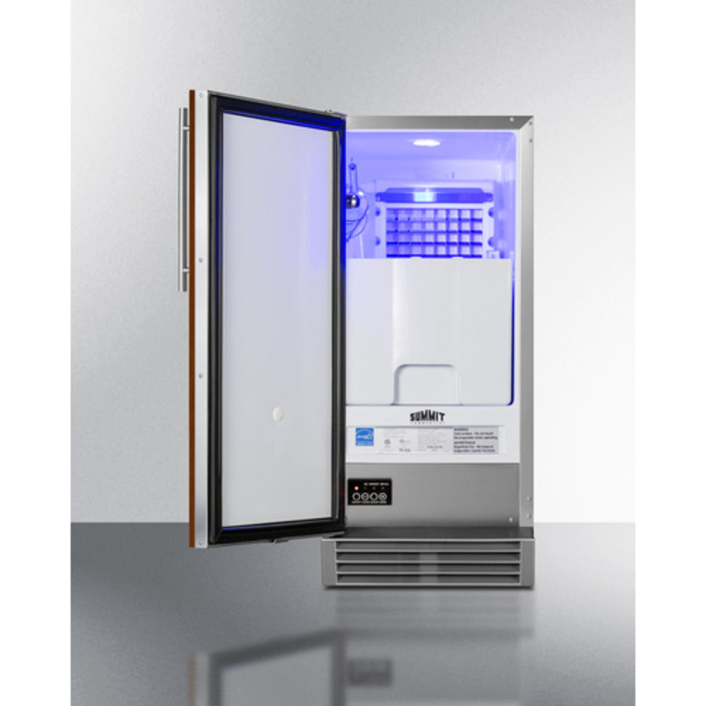 Summit Appliance 50 lbs. Panel-Ready/Stainless Steel Built-In Clear Icemaker