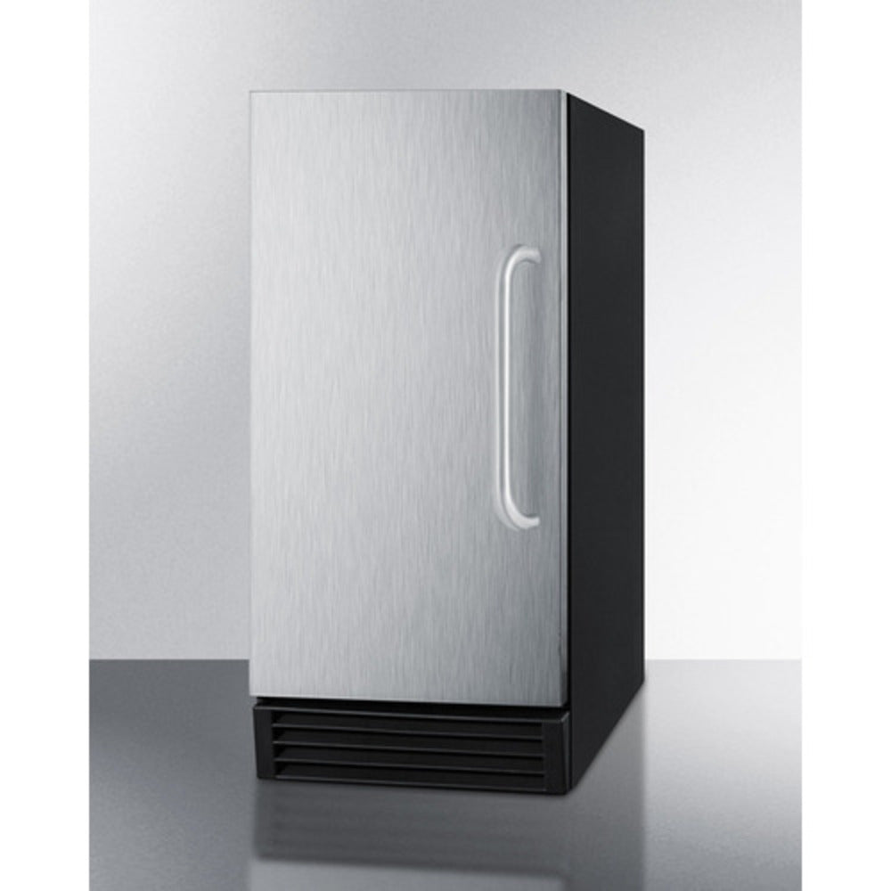 Summit Appliance 50 lbs. Stainless Steel/Black Finish Built-In Clear Icemaker