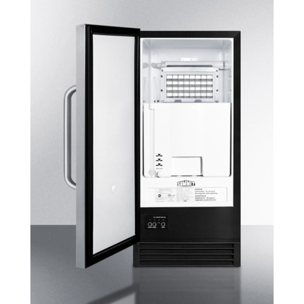 Summit Appliance 50 lbs. Stainless Steel/Black Finish Built-In Clear Icemaker - ADA Compliant