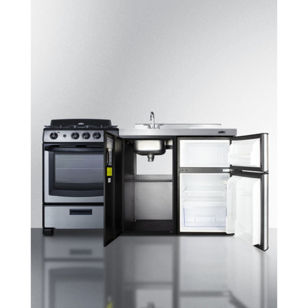 Summit Appliance 63" All-in-One Kitchenette with Gas Range