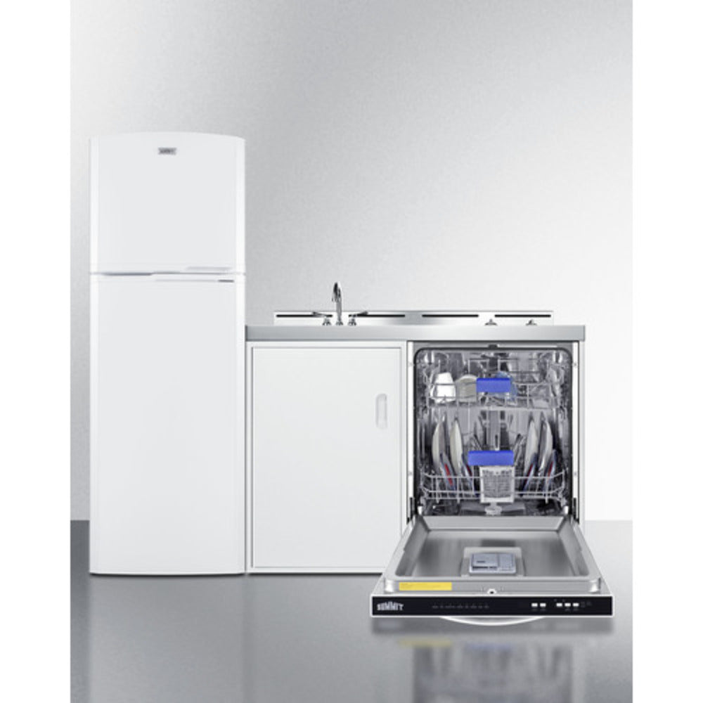 Summit Appliance 71" All-In-One Kitchenette with Dishwasher and Glass Burner