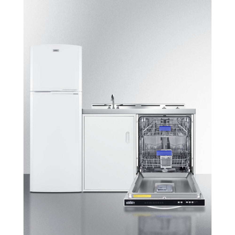 Summit Appliance 71" All-In-One Kitchenette with Dishwasher and Glass Burner