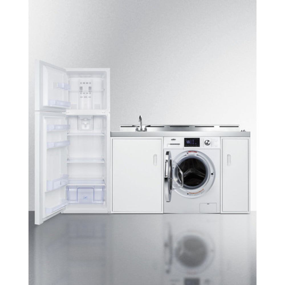 Summit Appliance 83" All-In-One Kitchenette with Washer/Dryer Combo and Coil Burner