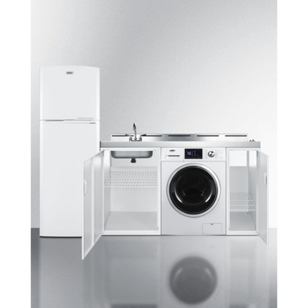Summit Appliance 83" All-In-One Kitchenette with Washer/Dryer Combo and Coil Burner