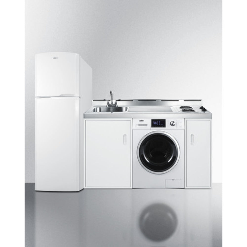 Summit Appliance 83" All-In-One Kitchenette with Washer/Dryer Combo and Coil Burner