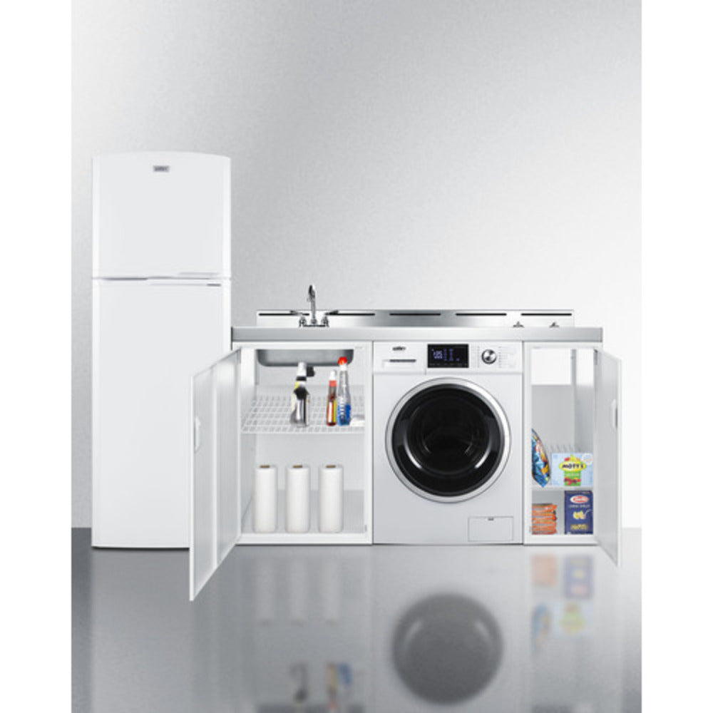 Summit Appliance 83" All-In-One Kitchenette with Washer/Dryer Combo and Glass Burner