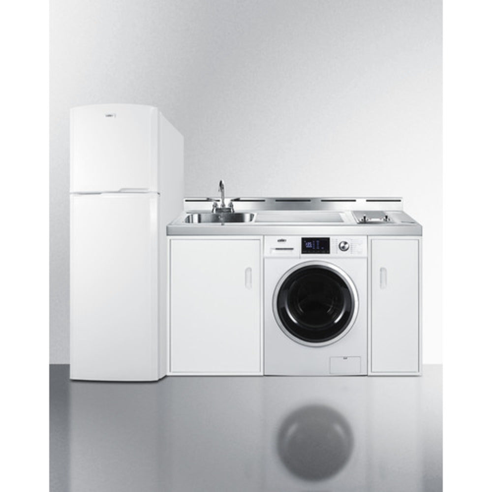 Summit Appliance 83" All-In-One Kitchenette with Washer/Dryer Combo and Glass Burner