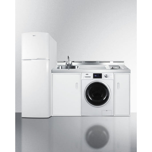 Summit Appliance 83" All-In-One Kitchenette with Washer/Dryer Combo and Glass Burner