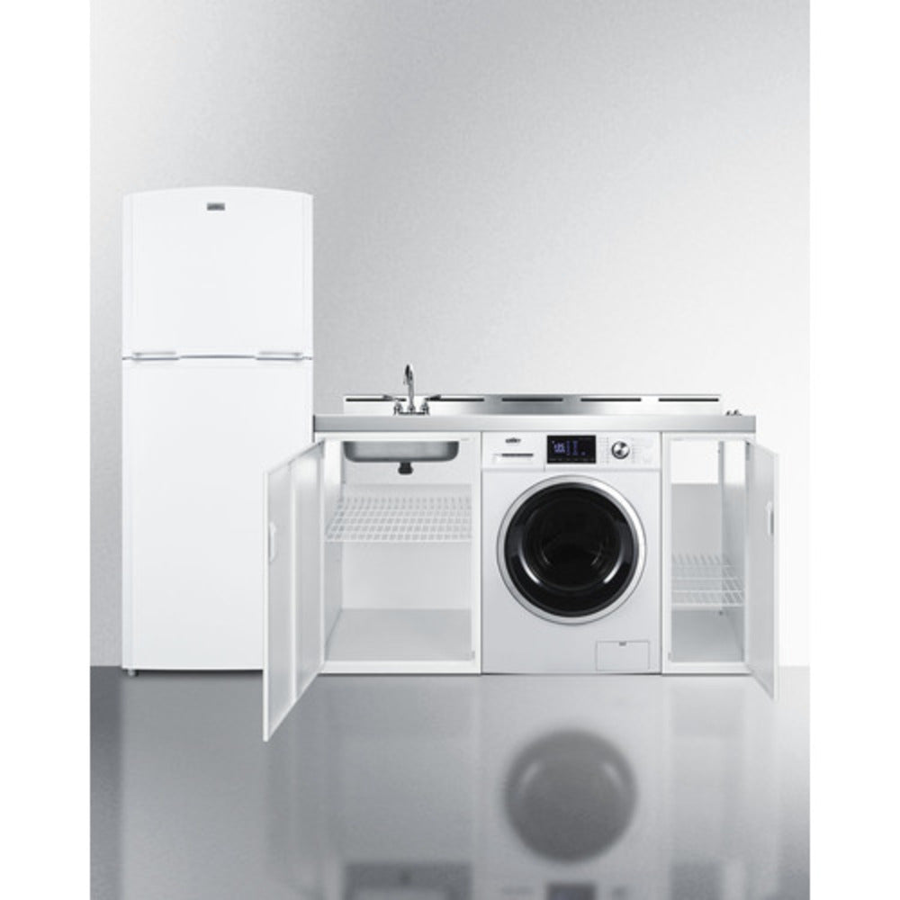 Summit Appliance 86" All-In-One Kitchenette with Washer/Dryer Combo and Coil Burner