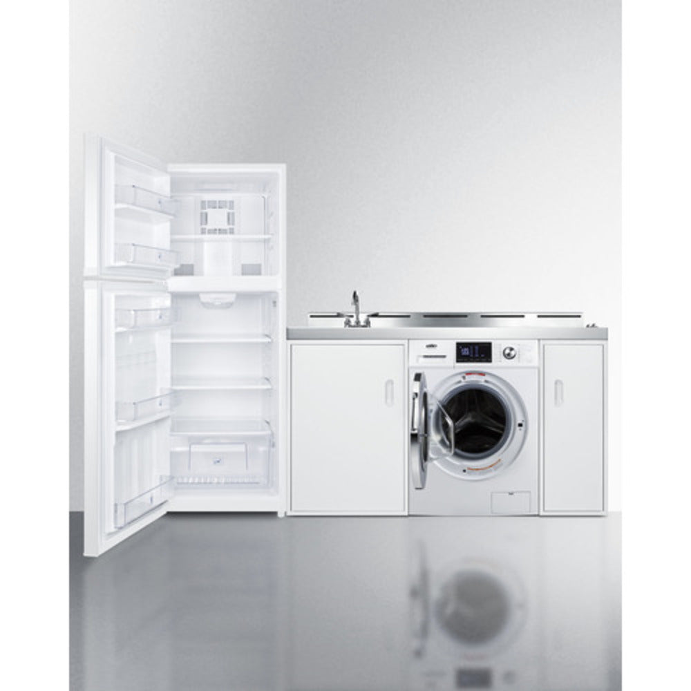 Summit Appliance 86" All-In-One Kitchenette with Washer/Dryer Combo and Coil Burner