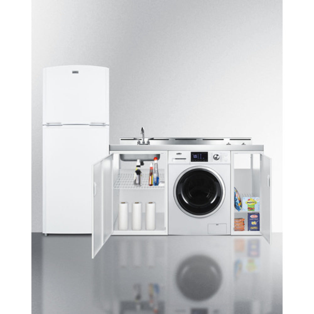 Summit Appliance 86" All-In-One Kitchenette with Washer/Dryer Combo an ...