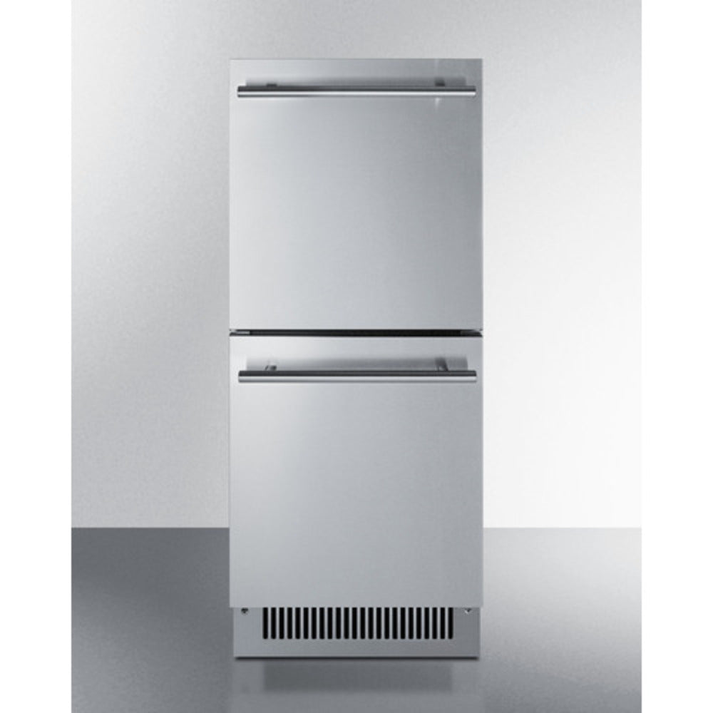 Summit Appliance ADRD15 Stainless Steel/Panel-Ready 2-Drawer All-Refrigerator