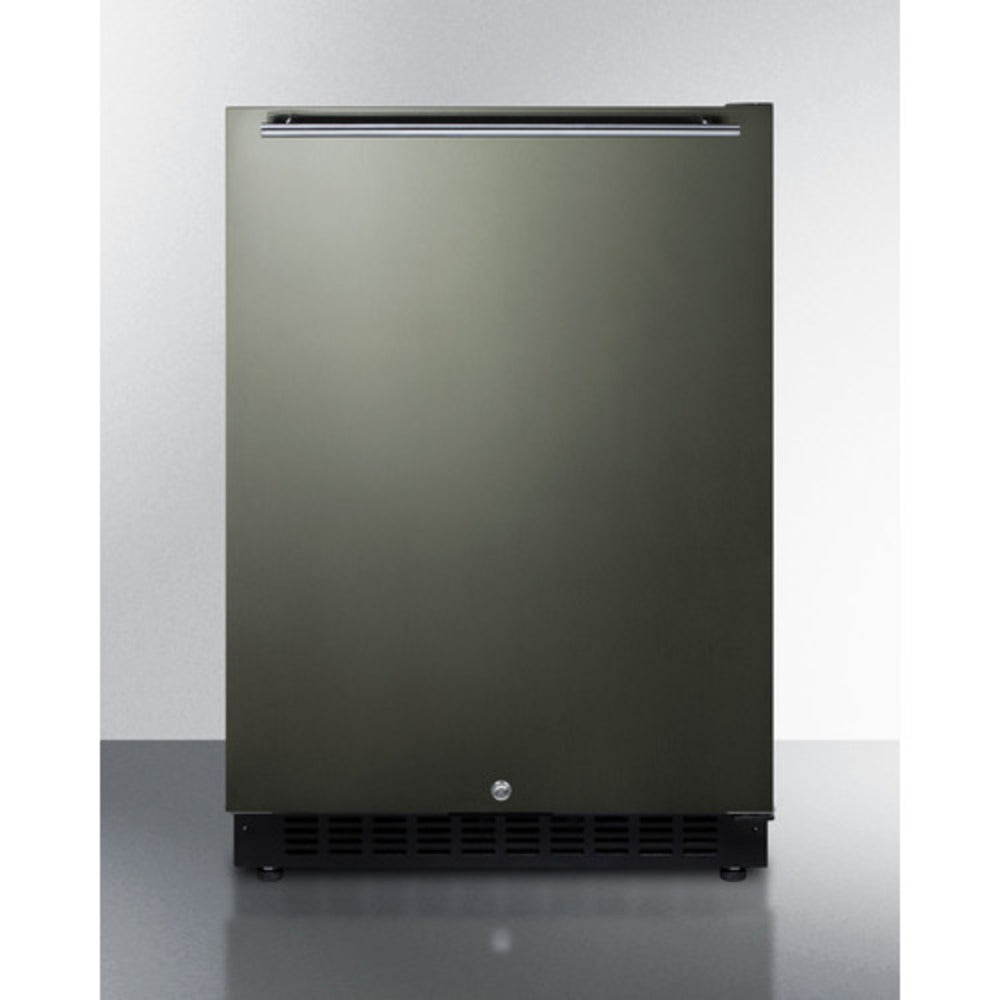 Summit Appliance AL54 Series 24" Black Stainless Steel/Black Finish Built-In All-Refrigerator with Right Stainless Steel Handle
