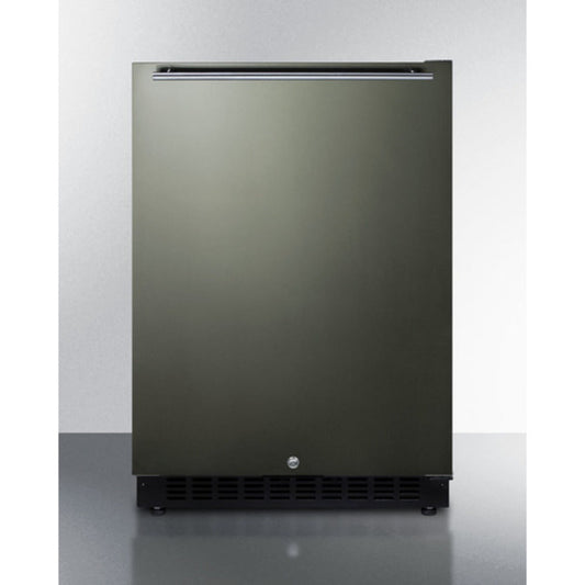 Summit Appliance AL54 Series 24" Black Stainless Steel/Black Finish Built-In All-Refrigerator with Right Stainless Steel Handle