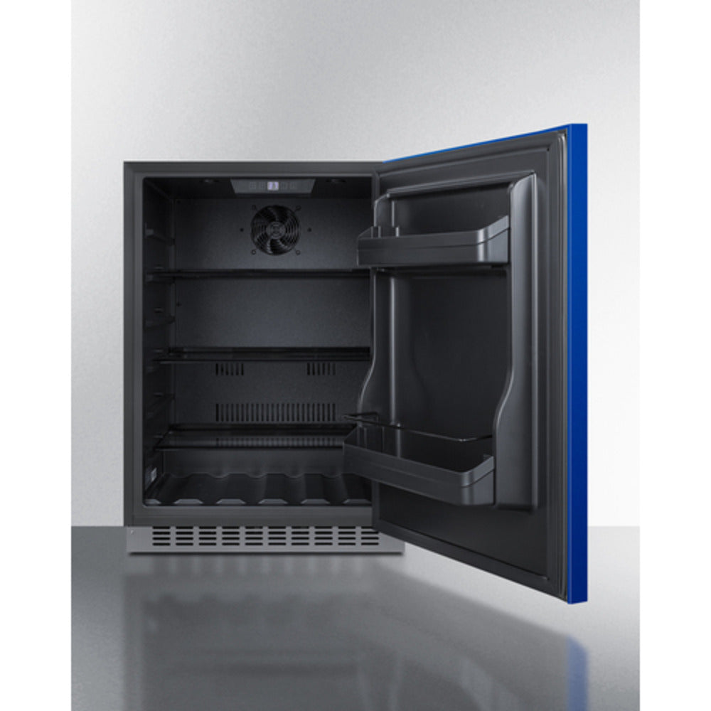 Summit Appliance AL54 Series 24" Blue/Black Finish Built-In All-Refrigerator with Right Door Handle