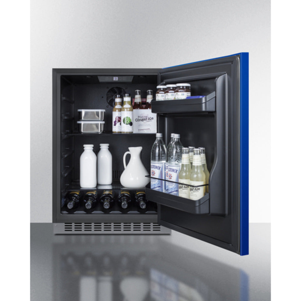 Summit Appliance AL54 Series 24" Blue/Black Finish Built-In All-Refrigerator with Right Door Handle