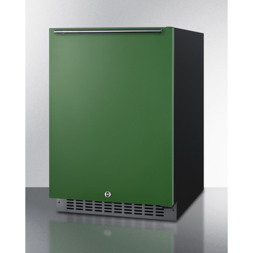 Summit Appliance AL54 Series 24" Green/Black Finish Built-In All-Refrigerator with Right Stainless Steel Handle