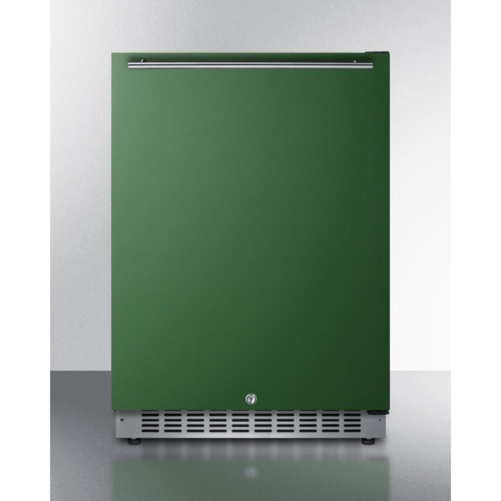 Summit Appliance AL54 Series 24" Green/Black Finish Built-In All-Refrigerator with Right Stainless Steel Handle