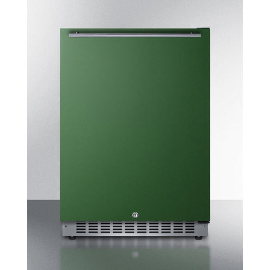 Summit Appliance AL54 Series 24" Green/Black Finish Built-In All-Refrigerator with Right Stainless Steel Handle