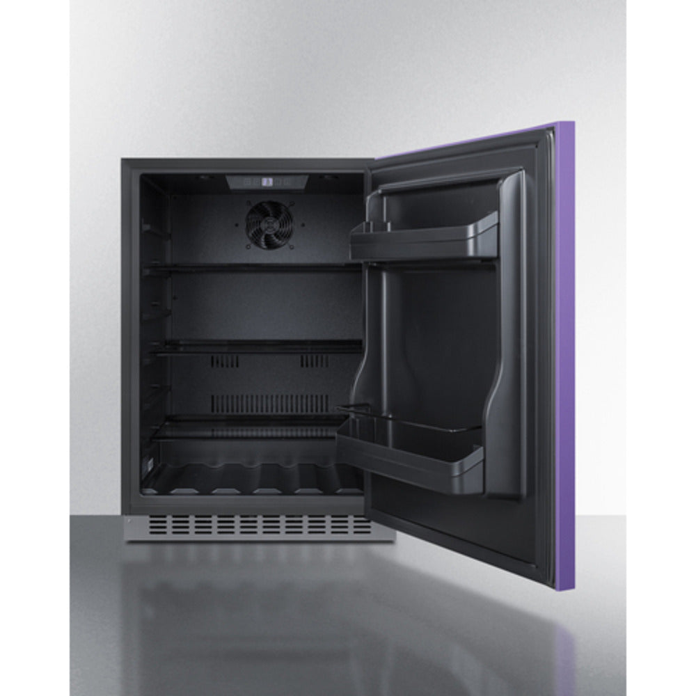 Summit Appliance AL54 Series 24" Purple/Black Finish Built-In All-Refrigerator with Right Horizontal Stainless Handle
