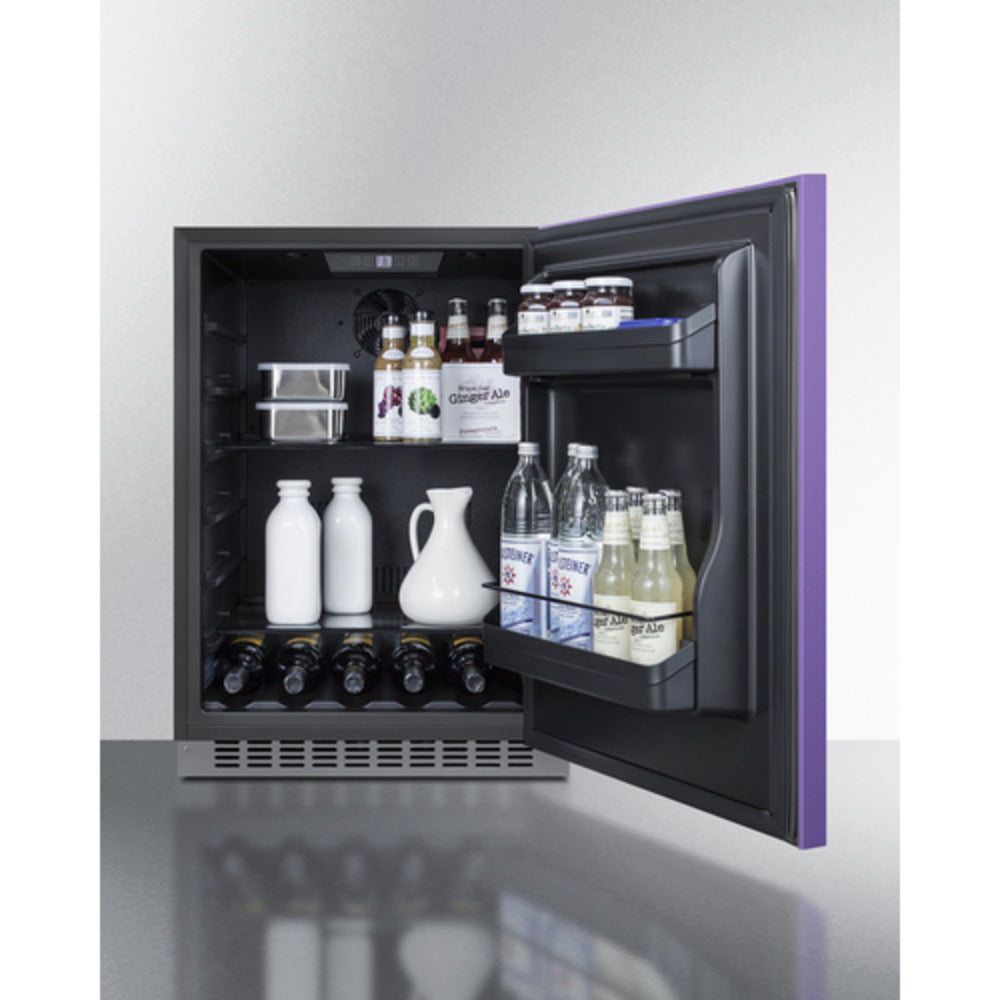 Summit Appliance AL54 Series 24" Purple/Black Finish Built-In All-Refrigerator with Right Horizontal Stainless Handle