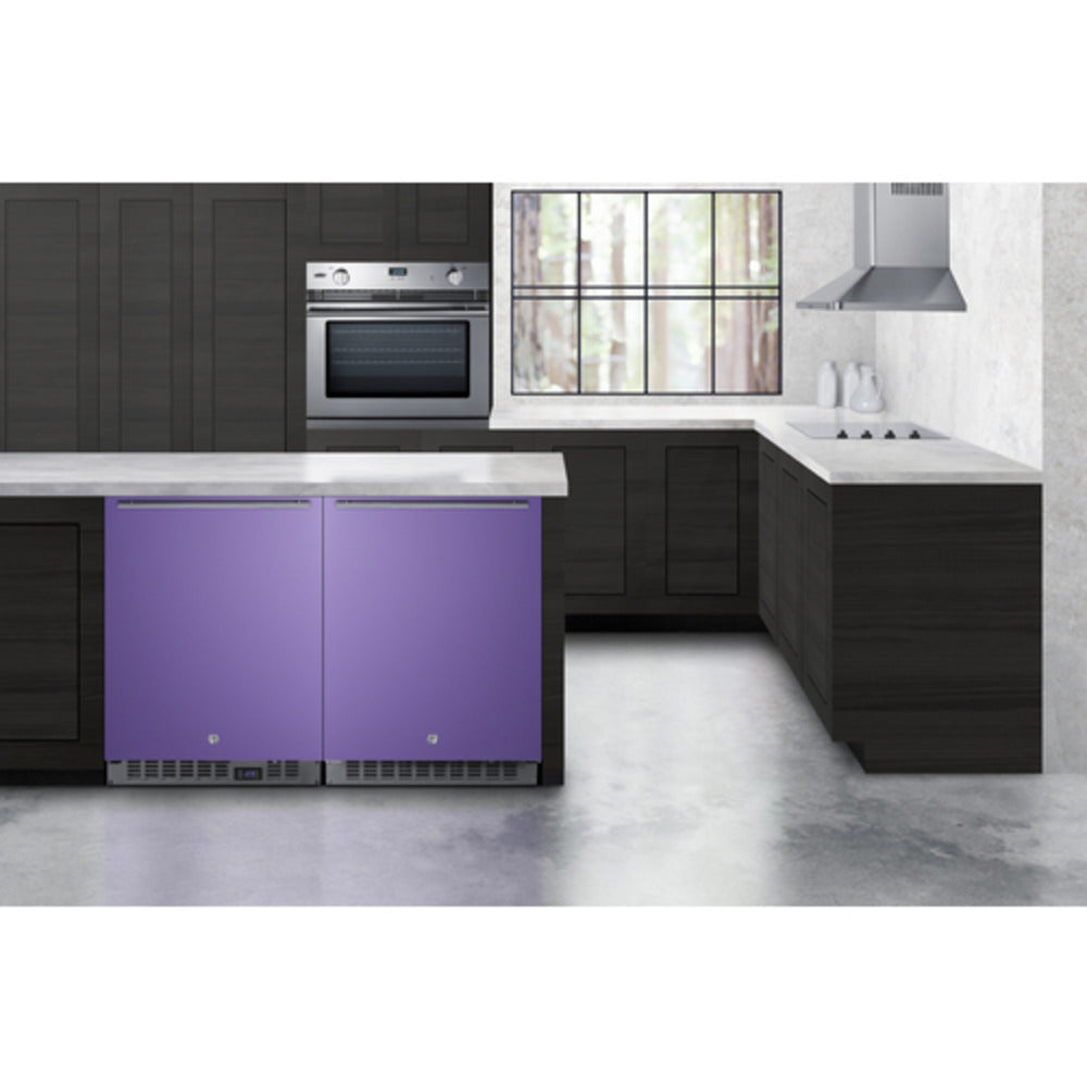 Summit Appliance AL54 Series 24" Purple/Black Finish Built-In All-Refrigerator with Right Horizontal Stainless Handle