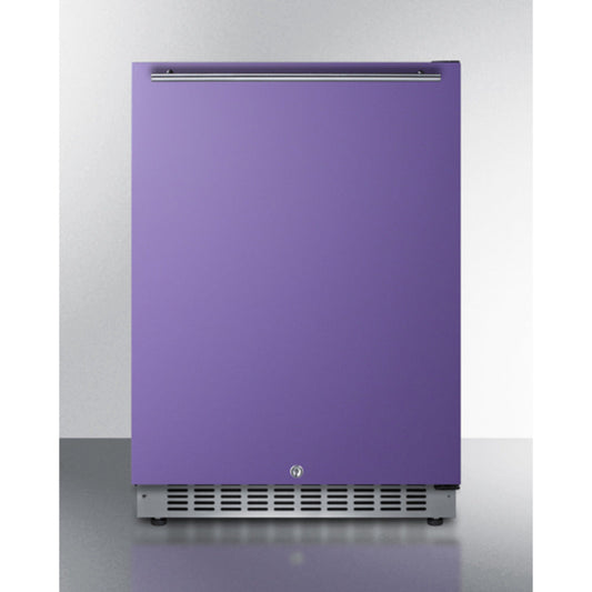 Summit Appliance AL54 Series 24" Purple/Black Finish Built-In All-Refrigerator with Right Horizontal Stainless Handle