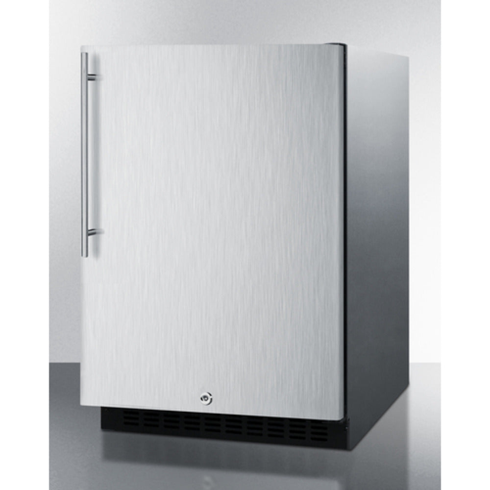 Summit Appliance AL54 Series 24" Stainless Steel Finish Built-In All-Refrigerator with Right Stainless Steel Handle