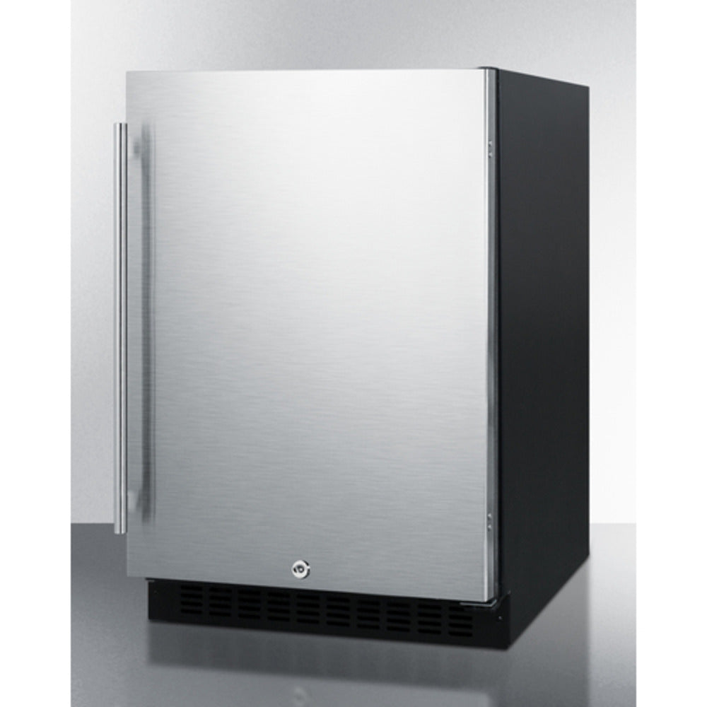 Summit Appliance AL54 Series 24" Stainless Steel/Black Cabinet Finish Built-In All-Refrigerator with Right Door Handle