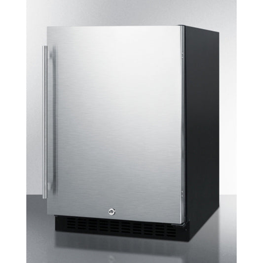 Summit Appliance AL54 Series 24" Stainless Steel/Black Cabinet Finish Built-In All-Refrigerator with Right Door Handle