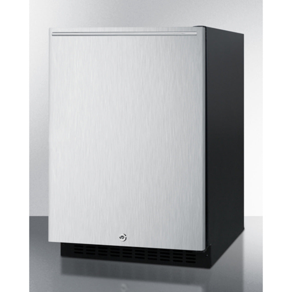 Summit Appliance AL54 Series 24" Stainless Steel/Black Finish Built-In All-Refrigerator with Right Horizontal Stainless Handle