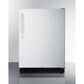 Summit Appliance AL54 Series 24" Stainless Steel/Black Finish Built-In All-Refrigerator with Right Towel Bar Handle