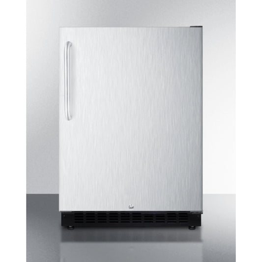 Summit Appliance AL54 Series 24" Stainless Steel/Black Finish Built-In All-Refrigerator with Right Towel Bar Handle