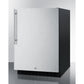 Summit Appliance AL54 Series 24" Stainless Steel/Black Finish Built-In All-Refrigerator with Right Vertical Stainless Steel Handle