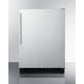 Summit Appliance AL54 Series 24" Stainless Steel/Black Finish Built-In All-Refrigerator with Right Vertical Stainless Steel Handle