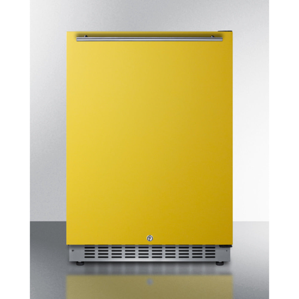 Summit Appliance AL54 Series 24" Yellow/Black Finish Built-In All-Refrigerator with Right Horizontal Stainless Handle