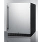 Summit Appliance AL55 Series 24" Stainless Steel/White Finish Built-In All-Refrigerator with Right Vertical Stainless Steel Handle