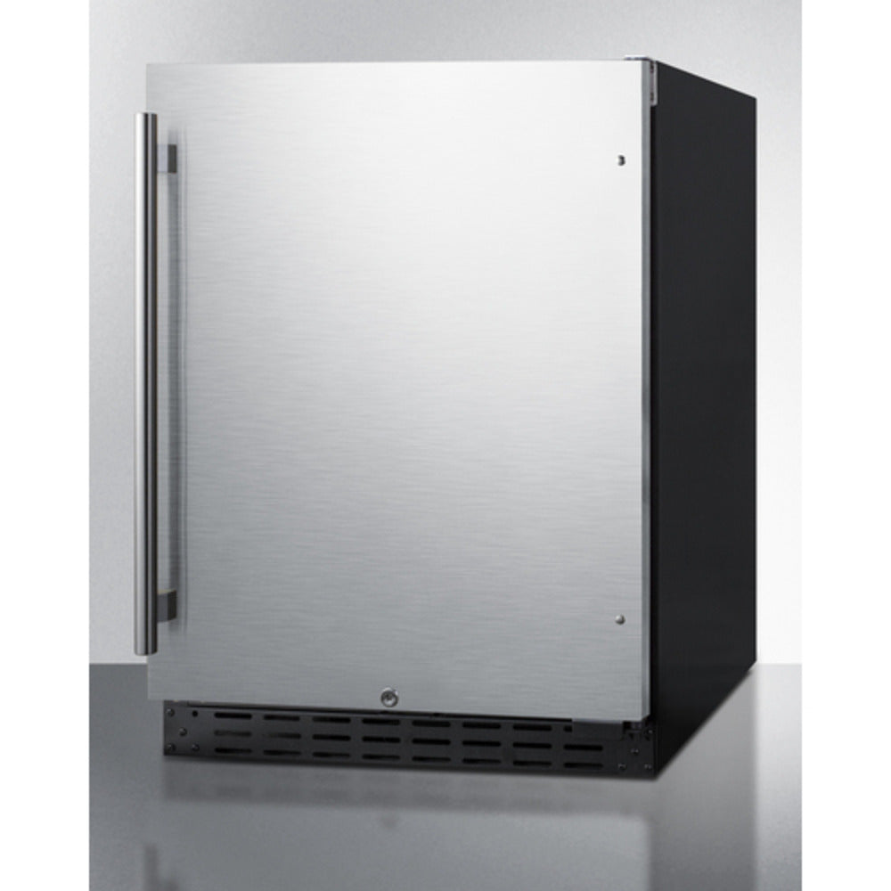 Summit Appliance AL55 Series 24" Stainless Steel/White Finish Built-In All-Refrigerator with Right Vertical Stainless Steel Handle