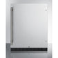Summit Appliance AL55 Series 24" Stainless Steel/White Finish Built-In All-Refrigerator with Right Vertical Stainless Steel Handle