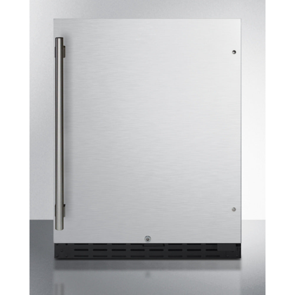 Summit Appliance AL55 Series 24" Stainless Steel/White Finish Built-In All-Refrigerator with Right Vertical Stainless Steel Handle